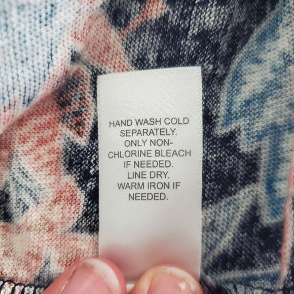 J Jill Womens Love Linen Blue Red Floral Off The Shoulder Blouse Size L Ruffled - Picture 6 of 10